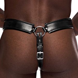 Male Power Leather Taurs Thong 542-266 Black