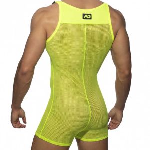 Addicted Mesh Wrestling Suit AD945 Neon Yellow