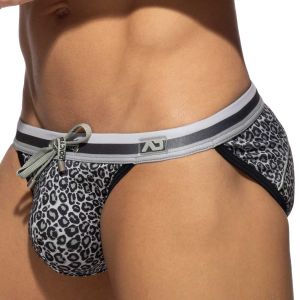 Addicted Leopard Stripes Swimderwear Bikini ADS268 Charcoal