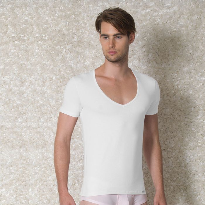 Doreanse Deep V Neck Tee 2820 White Mens Clothing | WEAR IT OUT