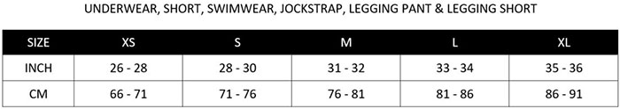 Cell Block 13 Sizechart